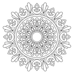 Simple circular pattern in the form of a mandala. Henna tattoo mandala. Mehndi style. Decorative pattern in oriental style. Coloring book page.