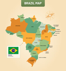 Hand-drawn vector map of Brazil