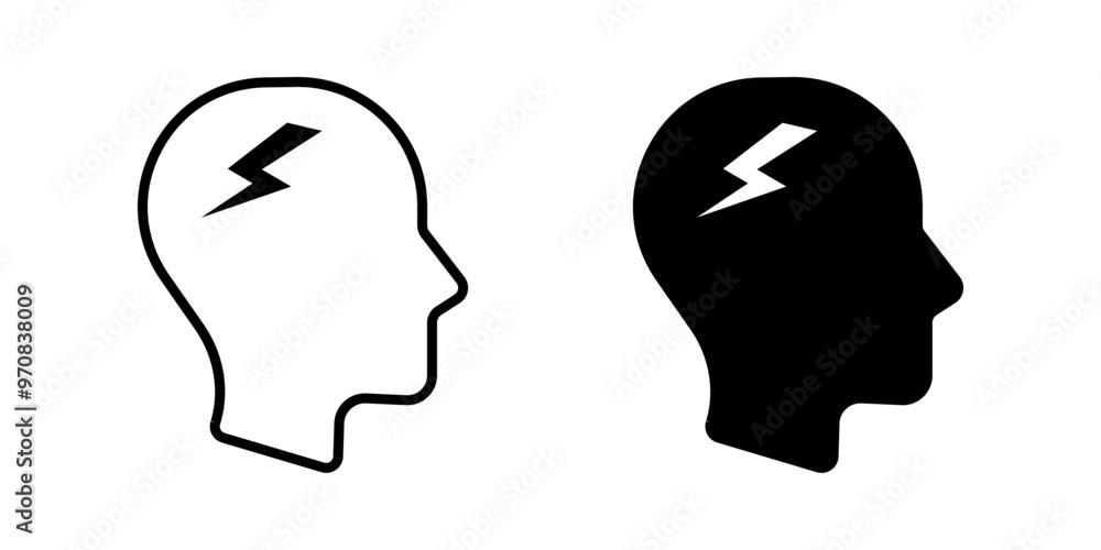 Poster head with lightning icon. for mobile concept and web design. vector illustration on white background