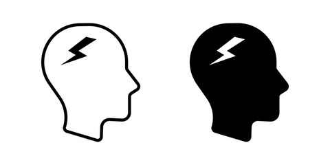 Head with lightning icon. for mobile concept and web design. vector illustration on white background.