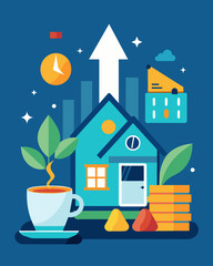 Fototapeta premium A startup company runs its operations primarily from a home office minimizing overhead costs and allowing for a higher profit margin.. Vector illustration