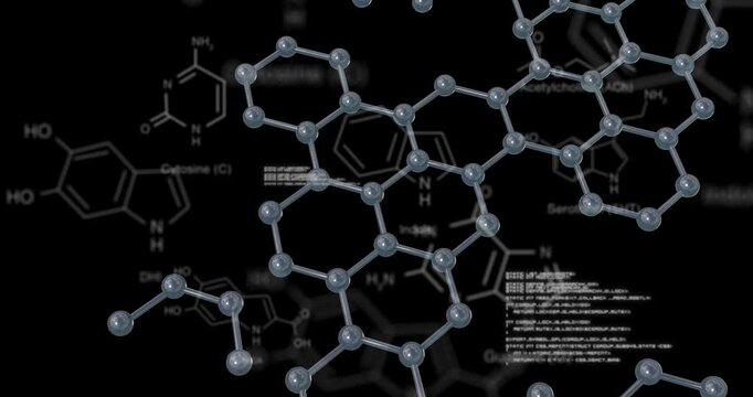 Molecular structure and chemical formulas, scientific research animation