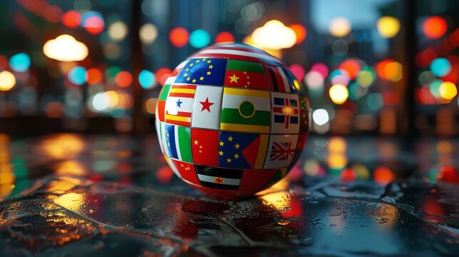 Globe with Flags of the World 3D Vector Icon 8K Realistic