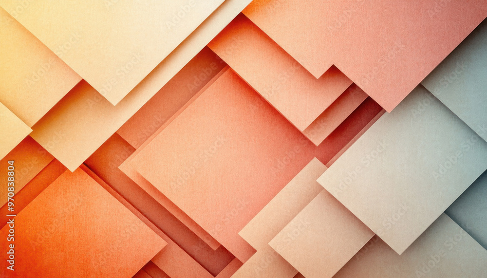 Poster abstract background with overlapping orange and yellow paper squares