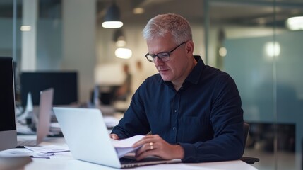 Obraz premium The Man Using Laptop Professionally