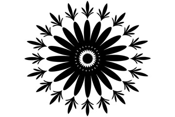 Daisy mandala start with a daisy in the center  silhouette black vector art illustration