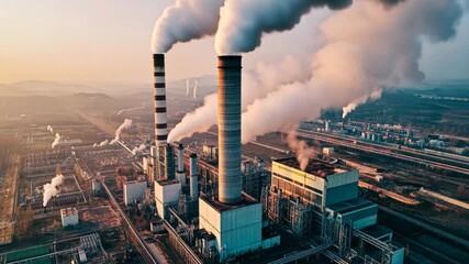 Modern power plant generating electricity with sustainable green strategies to reduce CO2 emissions. Clean energy initiatives and renewable resources for a greener future