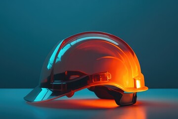 Orange Hard Hat with Blue and Orange Lighting