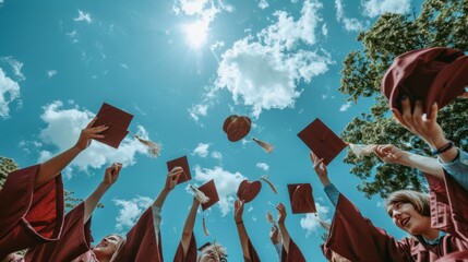 Fototapeta premium The Graduation Cap Toss Celebration