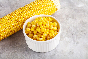 Marinated corn in the bowl