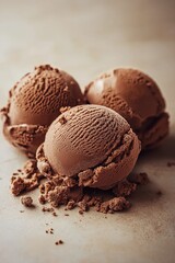 Scoops of chocolate ice cream 