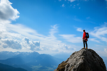 person on the top of the mountain