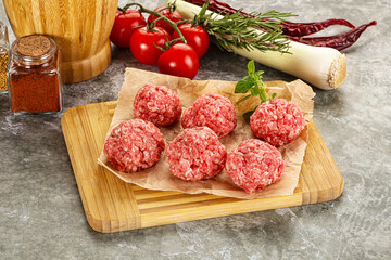 Raw beef meatball minced meat