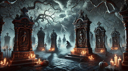 Ancient Cave Temple with Stone Sculptures and a Golden Statue in Thailand