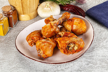 Raw marinated chicken drumstick for cooking