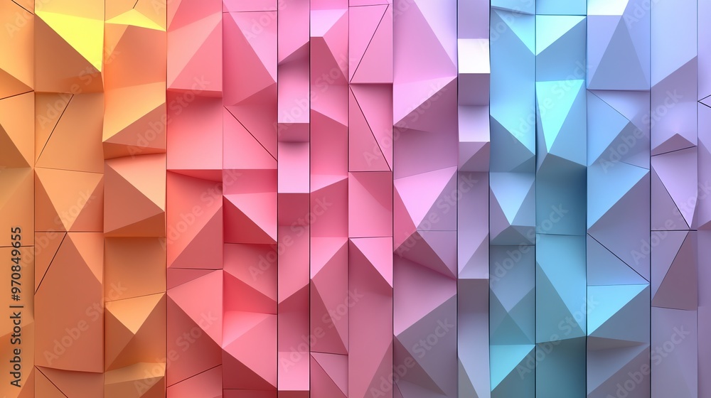 Aufkleber gradient geometric background with soft pastel triangles, illustration with smooth transitions