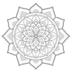 Simple circular pattern in the form of a mandala. Henna tattoo mandala. Mehndi style. Decorative pattern in oriental style. Coloring book page.