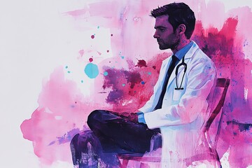 International Doctor's Day.
International Workers' Day
healthcare sector. Doctors' Solidarity Day
to the whole world. Illustration of a doctor with a stethoscope.