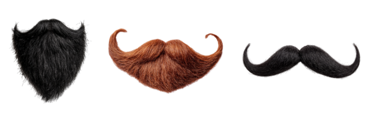 Set of fake handlebar mustache and beard isolated on white background