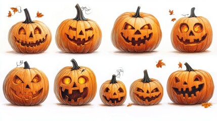 Detailed pumpkin clipart featuring realistic textures and shading