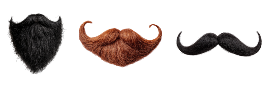 Set of fake handlebar mustache and beard isolated on white background