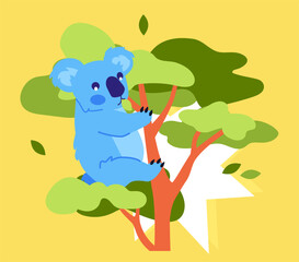 Fototapeta premium Koala on a tree - modern colored vector illustration