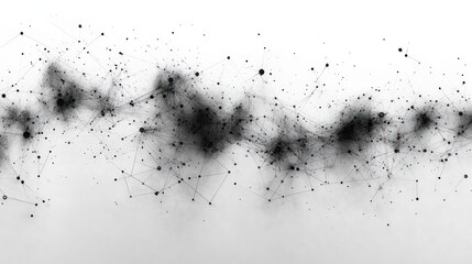Abstract Black and White Connected Dots