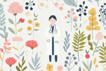 International Doctor's Day.
International Workers' Day
healthcare sector. Doctors' Solidarity Day
to the whole world. Illustration of a doctor with a stethoscope.