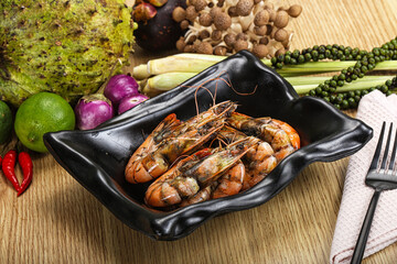 Boiled big tiger fresh shrimp