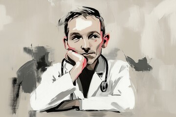International Doctor's Day. International Workers' Day healthcare sector. Doctors' Solidarity Day
to the whole world. Illustration of a doctor with a stethoscope.