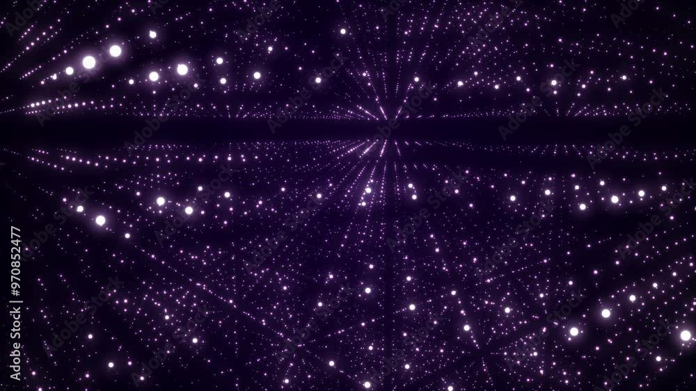 Poster Space futuristic backdrop. Network connection structure cyberspace with moving particles in the galaxy. Big data visualization. Abstract cyber security background. 3D rendering.
