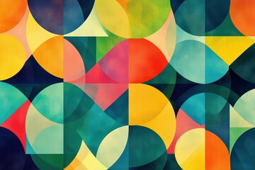Colorful geometric pattern featuring overlapping circles in bold shades of red, yellow, green, and blue, creating a modern abstract texture design.