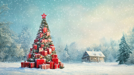 Beautiful Christmas colorful small and big present gift boxes background merry Christmas and happy new year