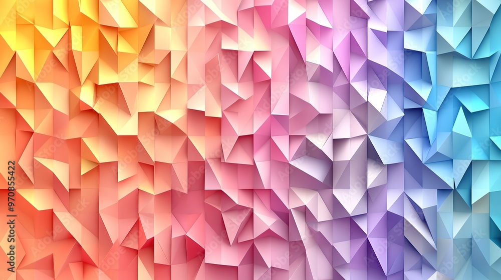 Poster gradient geometric background with soft pastel triangles, illustration with smooth transitions