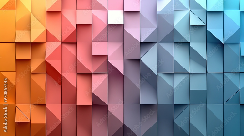 Poster gradient geometric background with soft pastel triangles, illustration with smooth transitions