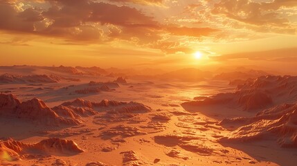 Naklejka premium Mars Planet Landscape 3D Render of Imaginary Mars Plane