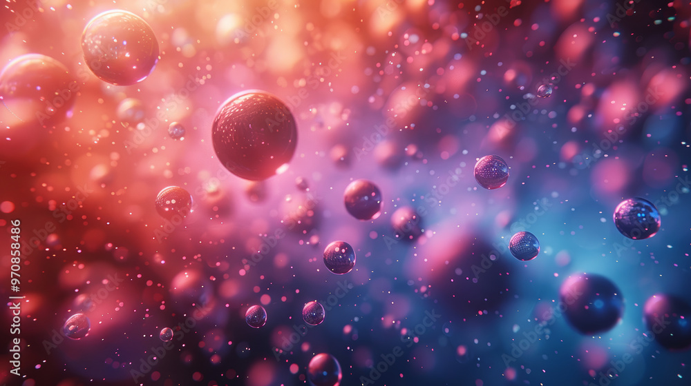 Wall mural vibrant abstract background featuring colorful bubbles floating in dreamy atmosphere, creating sense