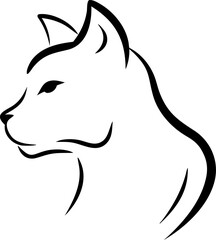 A cat is drawn in black and white