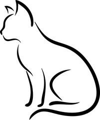 A cat is sitting on a white background