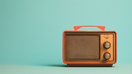 A vintage radio on a blue background.