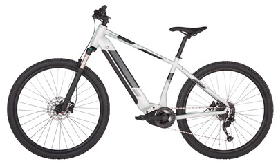 Fototapeta premium Sports bicycle white, electric, full mountain bike
