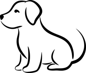 A dog is sitting on the ground