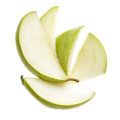 Fresh pear slices on black