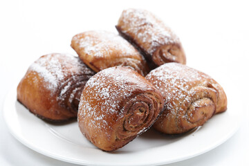 fresh buns with cinnamon and sugar