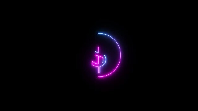 abstract neon doller sign in neon cricle on background
