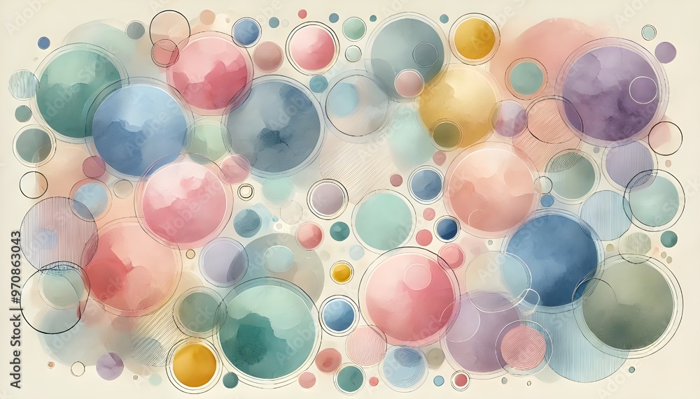 Aufkleber this image features a vibrant assortment of pastel-colored circles forming an abstract geometric pat