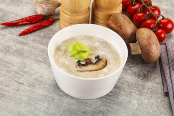 Delicous mushroom champignon cream soup