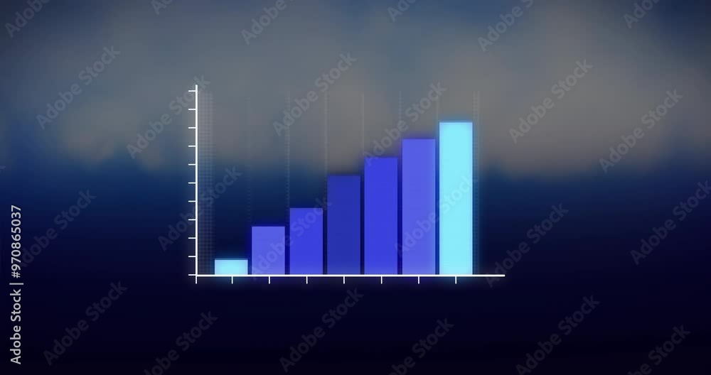 Poster bar chart animation showing increasing data values over dark gradient background