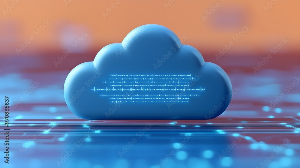 Poster blue cloud computing concept with circuit board background