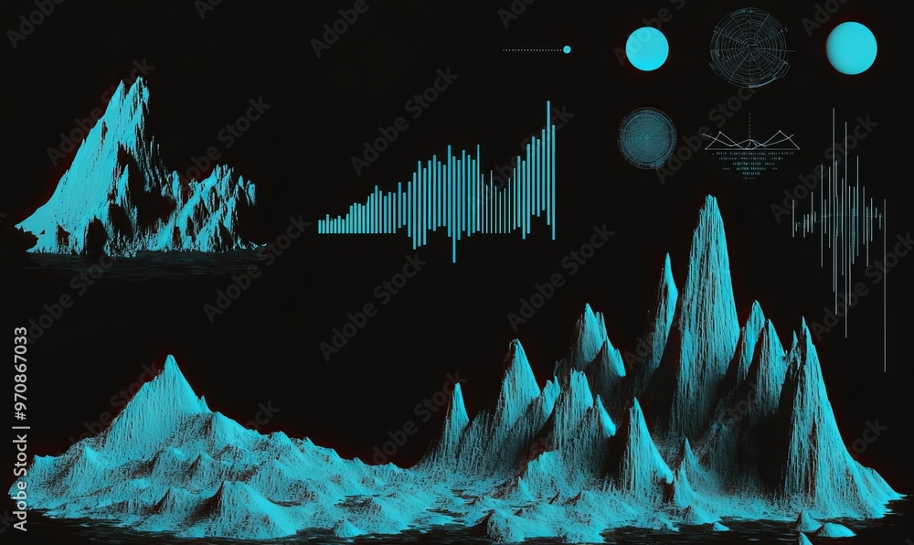 Poster Design information graphics or technology interfaces for futuristic HUDs